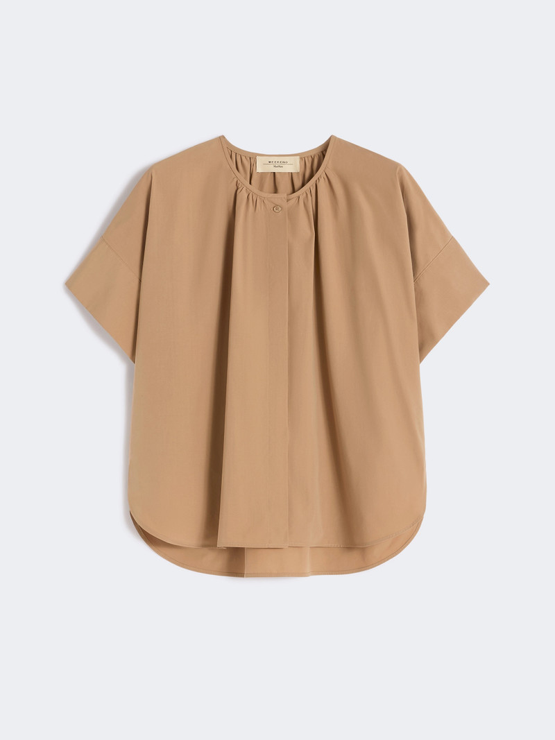 EDUCATA Cotton poplin crew-neck shirt - TOBACCO 1