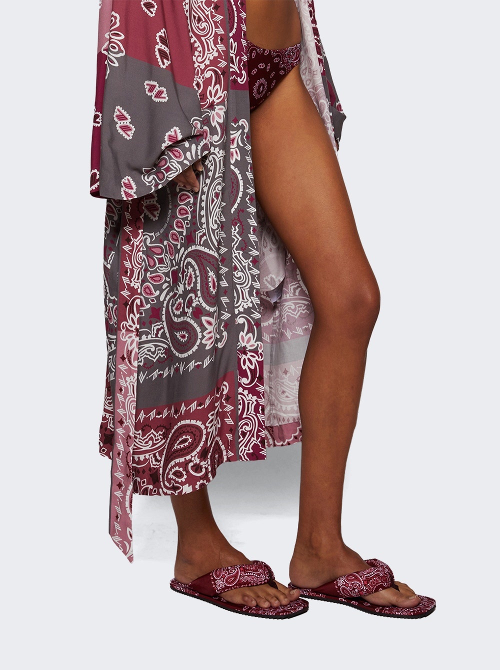 Indie Bandana Print Flat Thong Sandal Cherry Red - 2