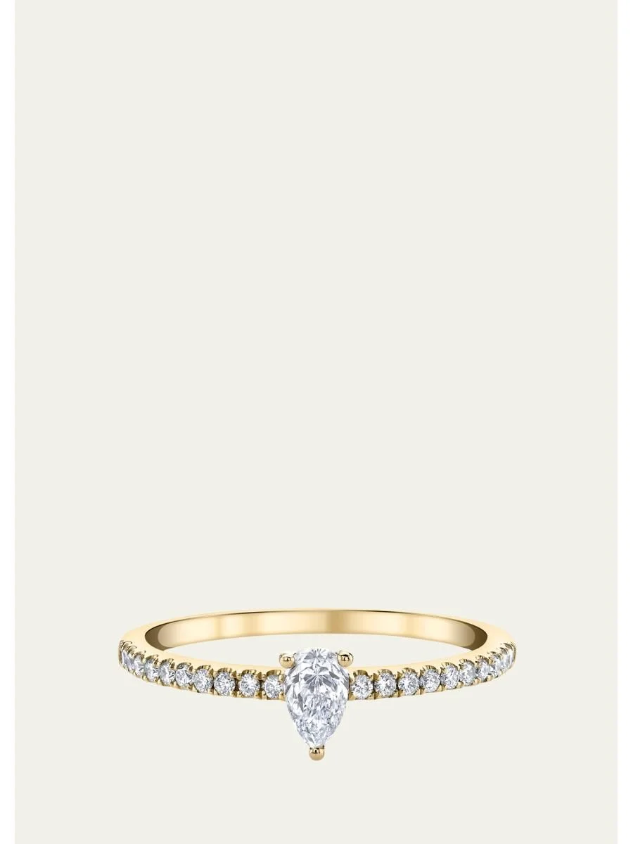 18K Yellow Gold Me/You Pear Shaped Diamond Pave Ring - 1