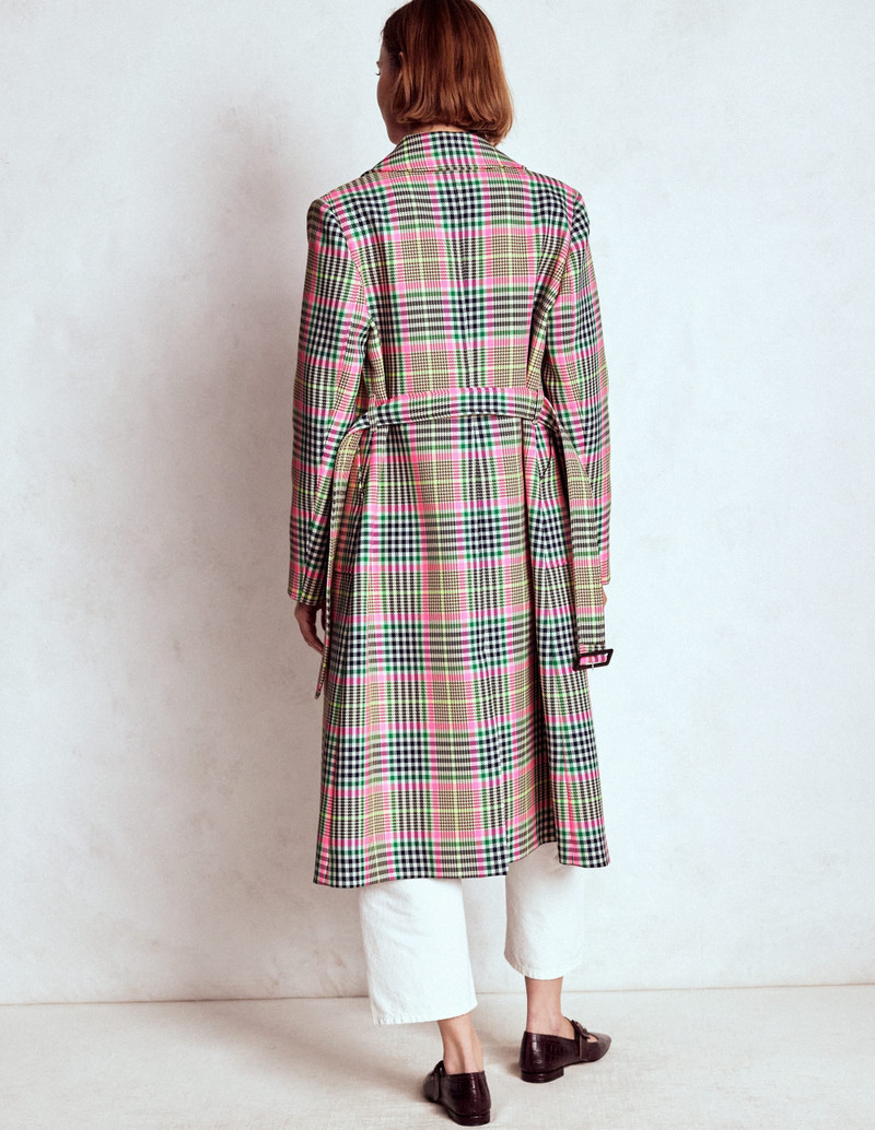 Lancaster Belted Mac-Brown, Neon Pink Check 4