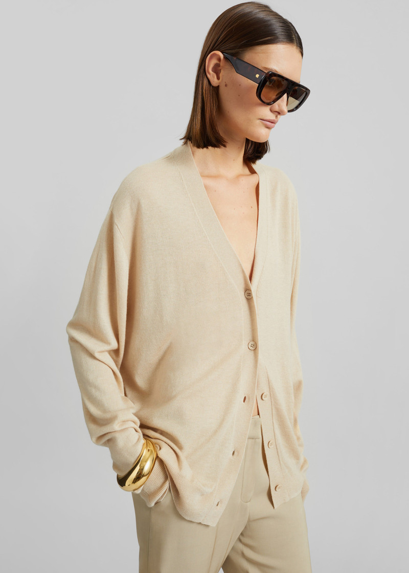 Zina V-Neck Cardigan - Beige 4