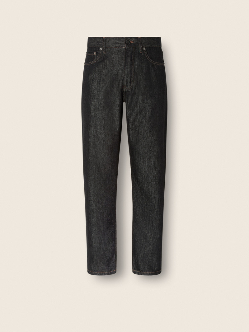 BLACK RINSE-WASHED COTTON AND SILK ROCCIA JEANS 1