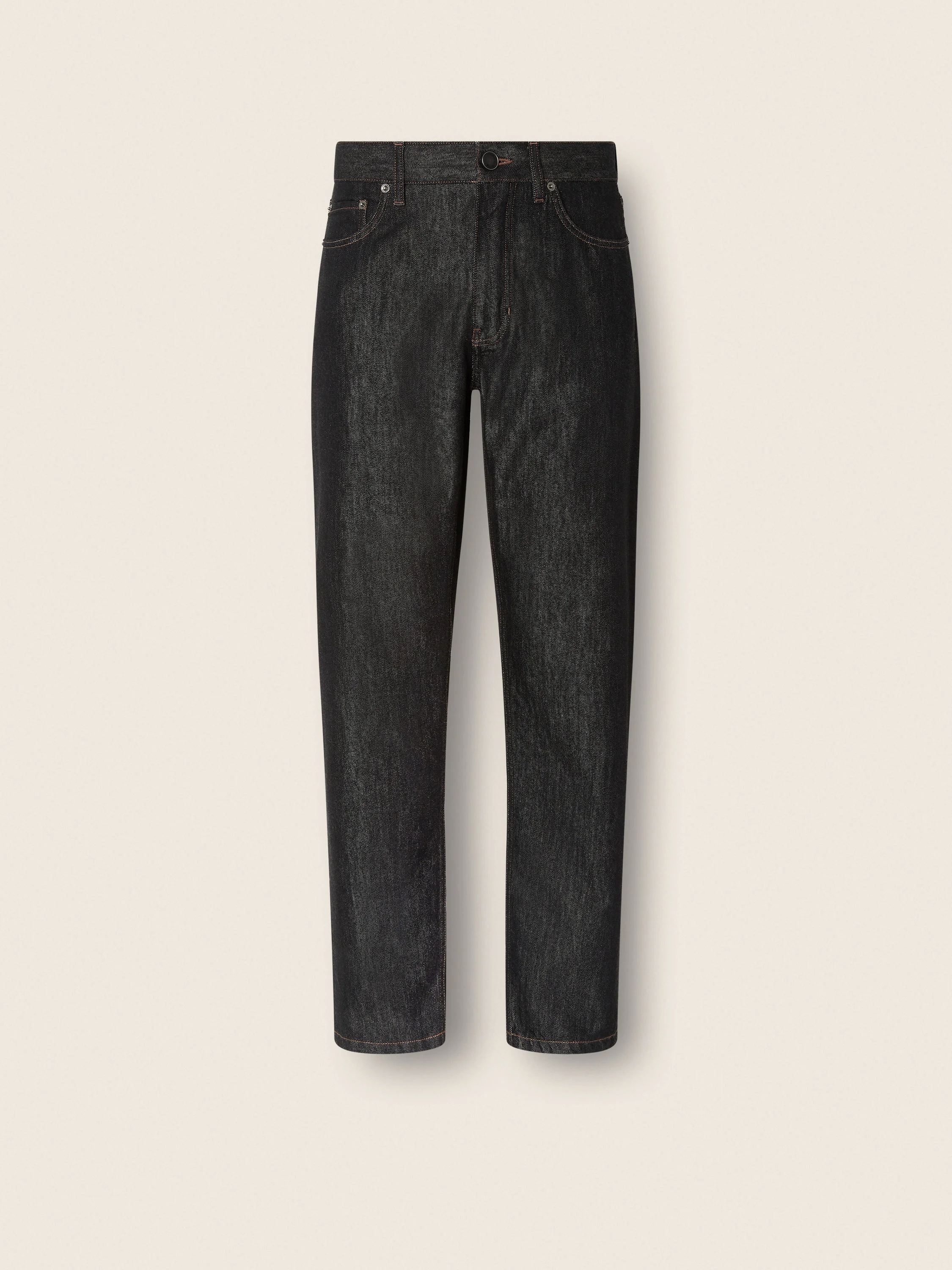 BLACK RINSE-WASHED COTTON AND SILK ROCCIA JEANS - 1