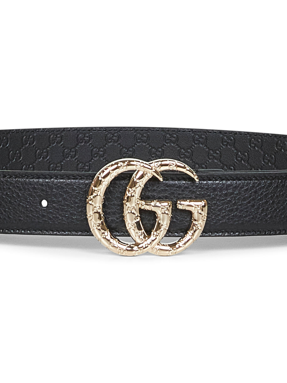Gucci Women Black Gg Marmont Thin Belt - 2