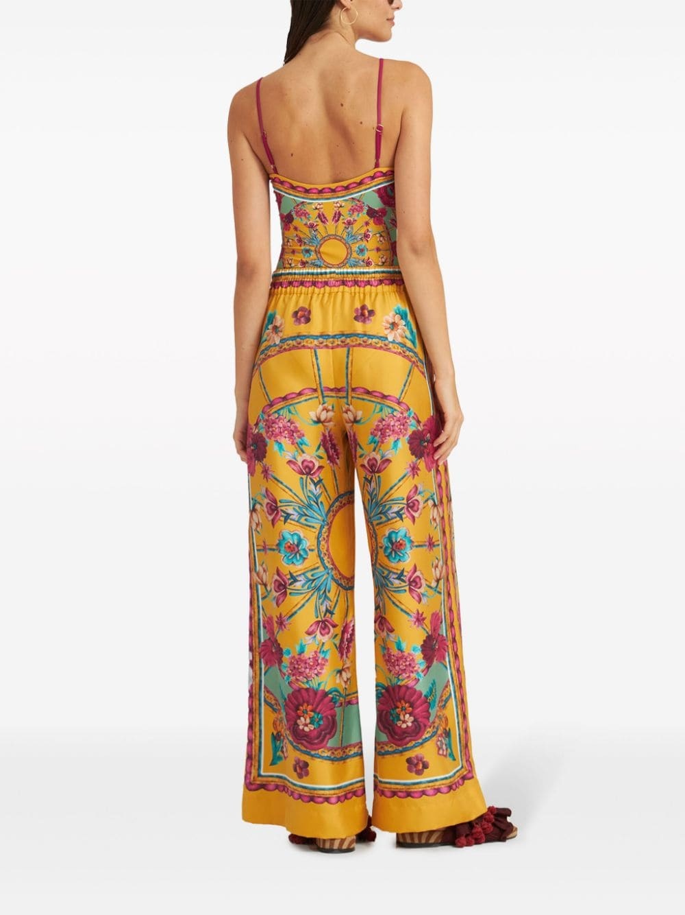 graphic-print silk palazzo pants - 3