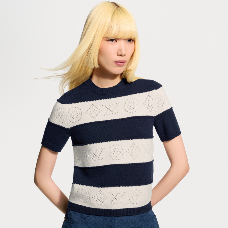 Openwork Striped Knit Top 4