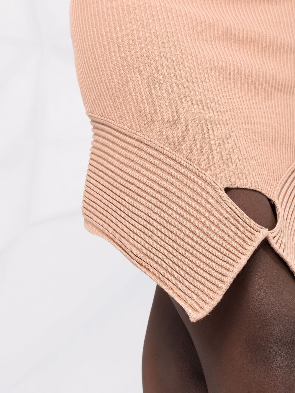 ribbed-knit asymmetric skirt - 5