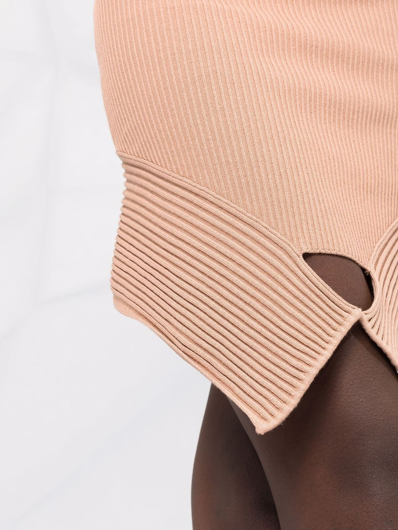 ribbed-knit asymmetric skirt 5