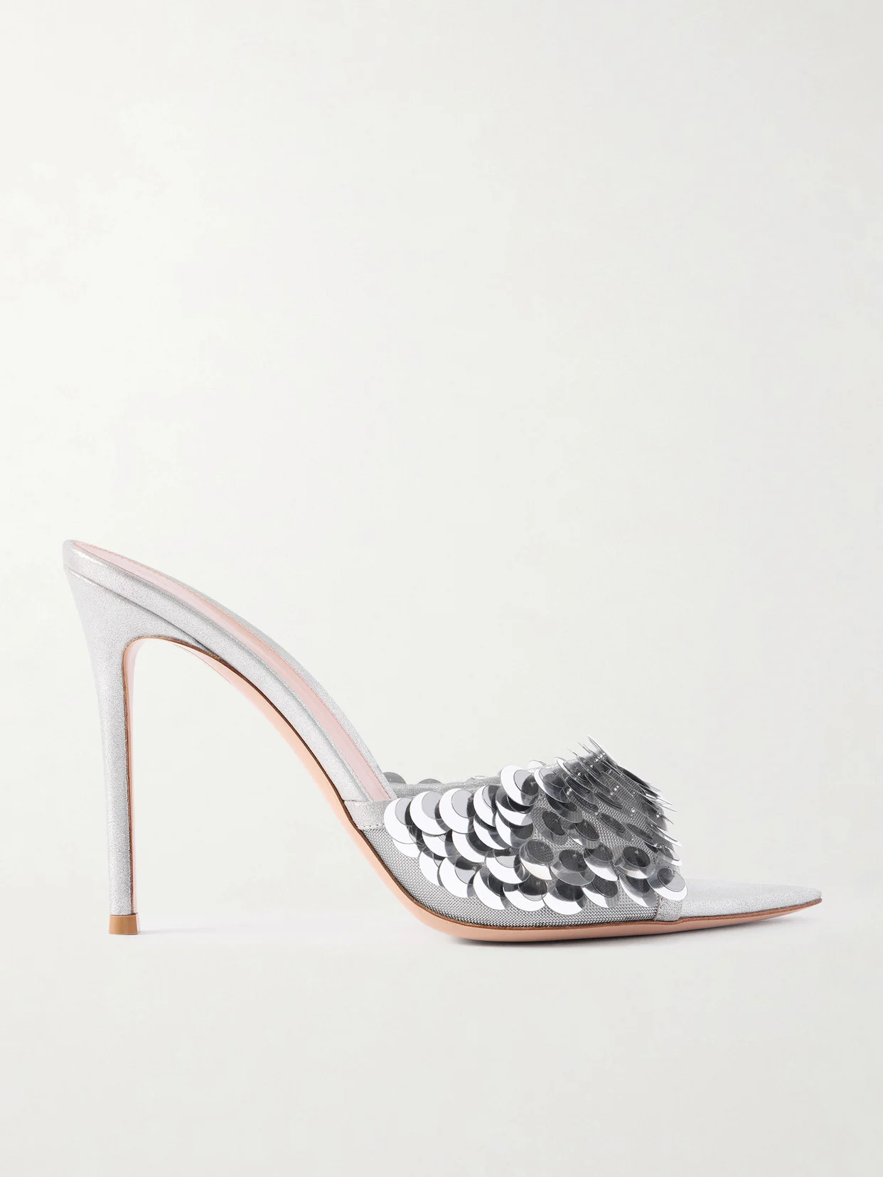 Sequined Mesh Mules - 1