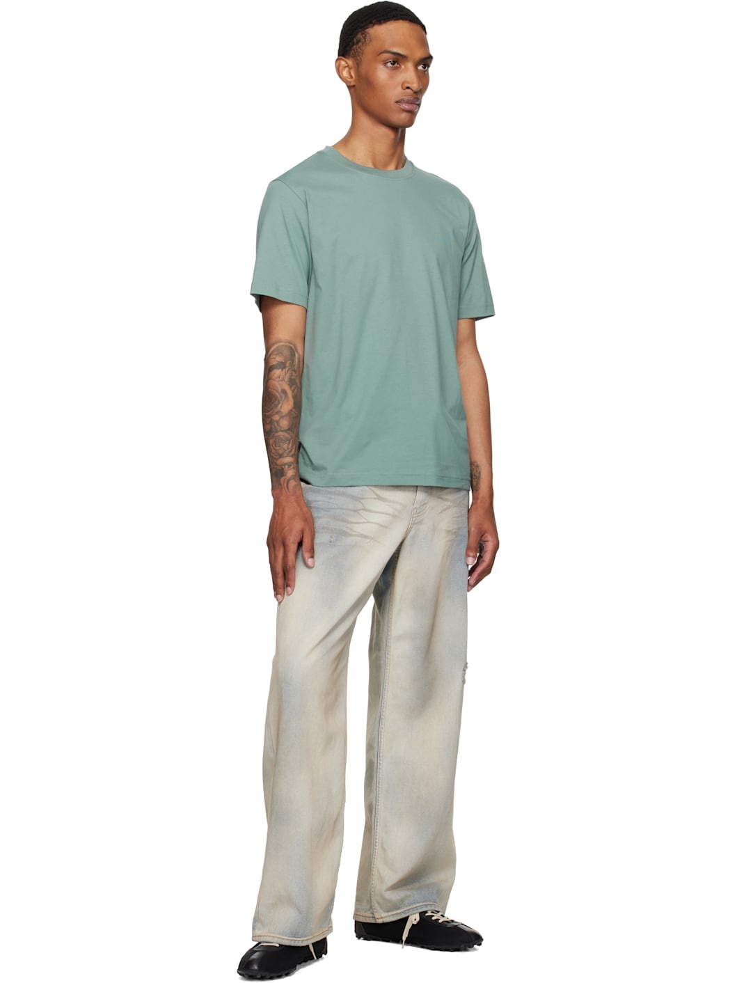 Blue Johannes Organic 'Norse' Logo Print T-shirt - 4
