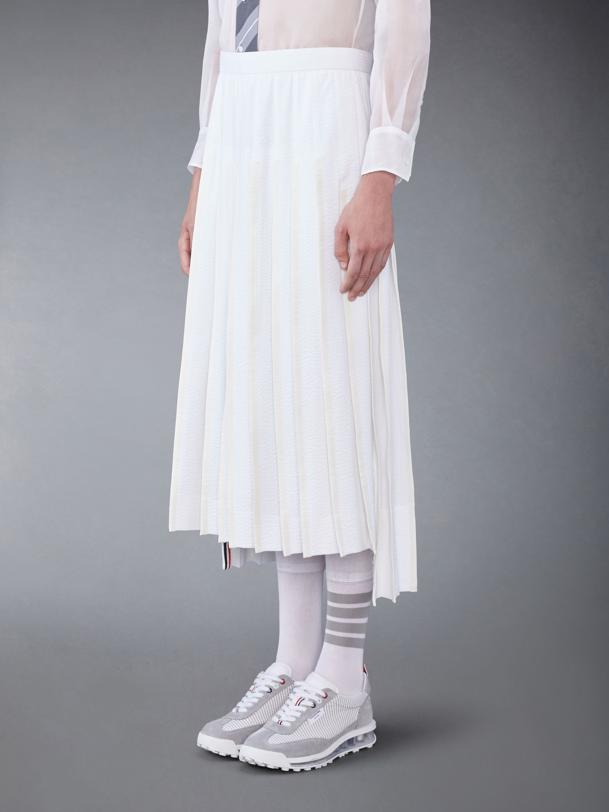 Cotton Seersucker Pleated Skirt - 2