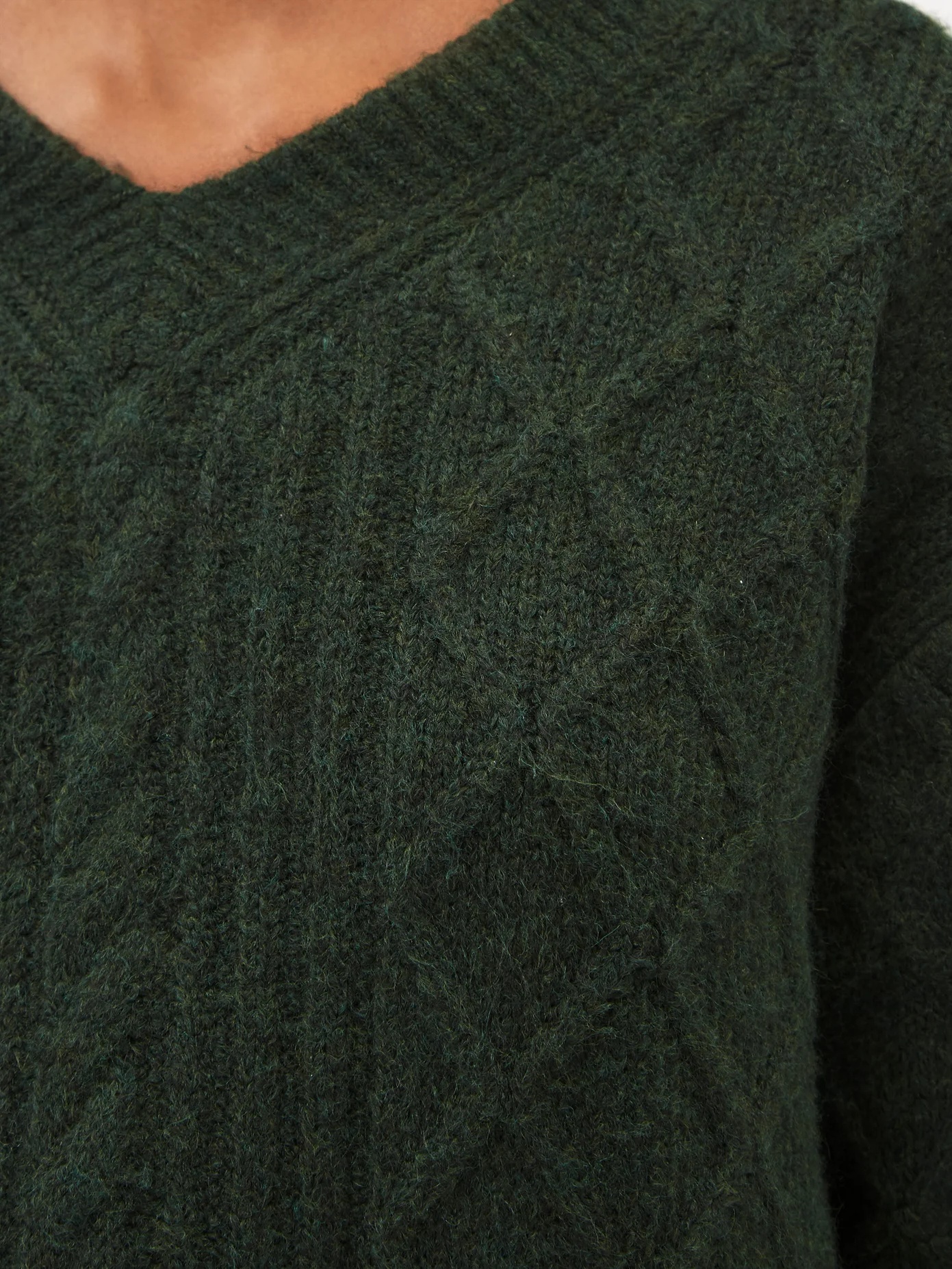 Aran-knit V-neck sweater - 3