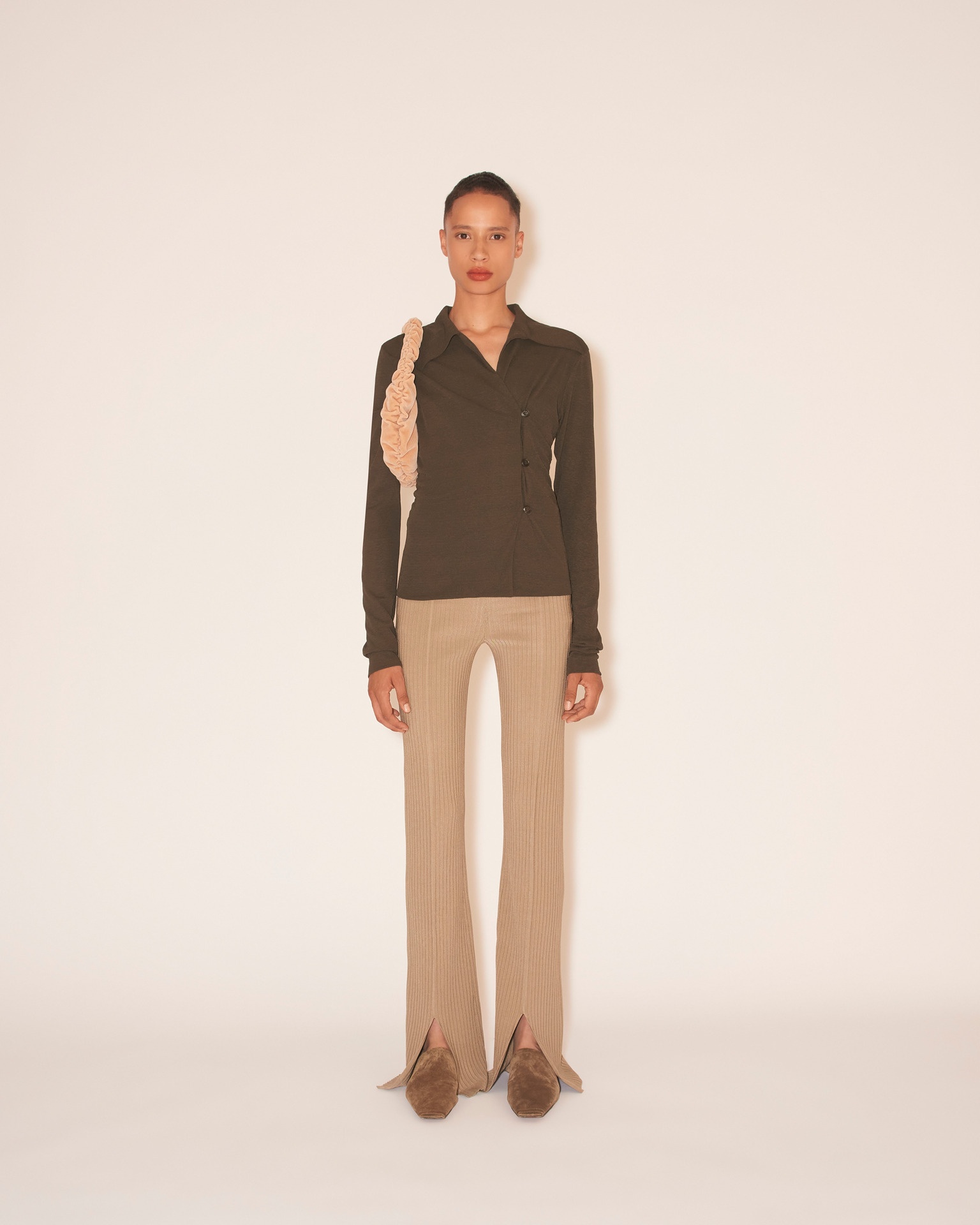 LETTE - Rib jersey pants - Silver mink - 4