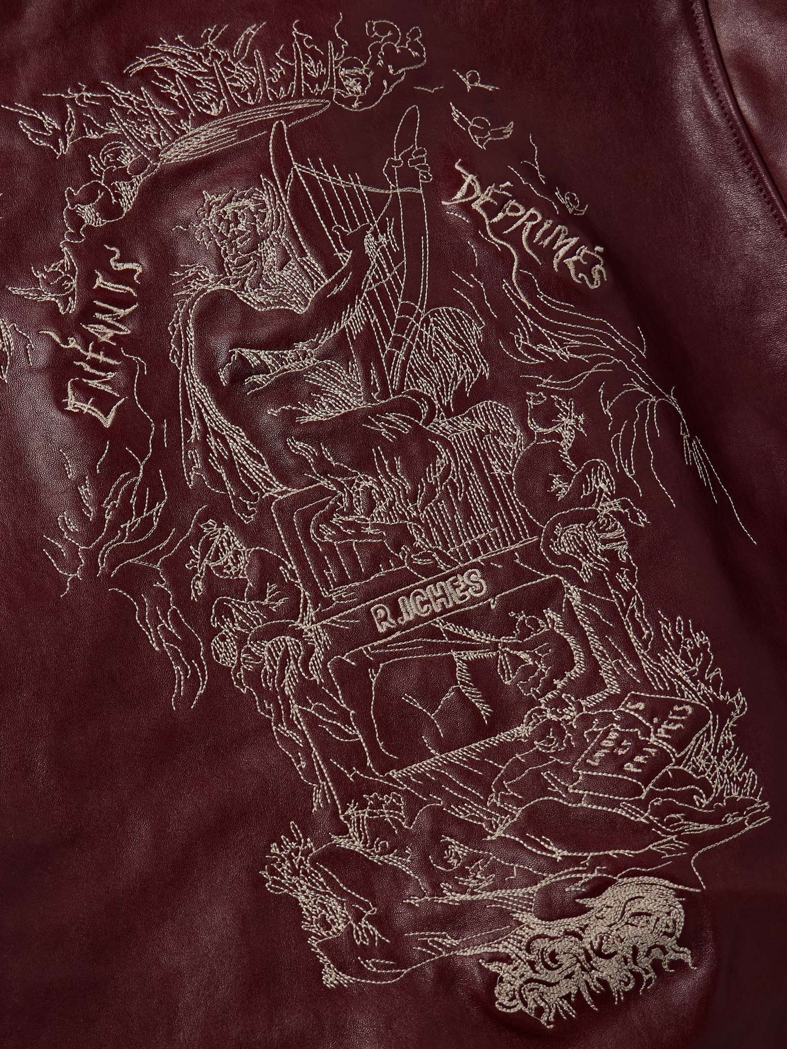 Principe de L'Amour Cropped Embroidered Leather Jacket - 6