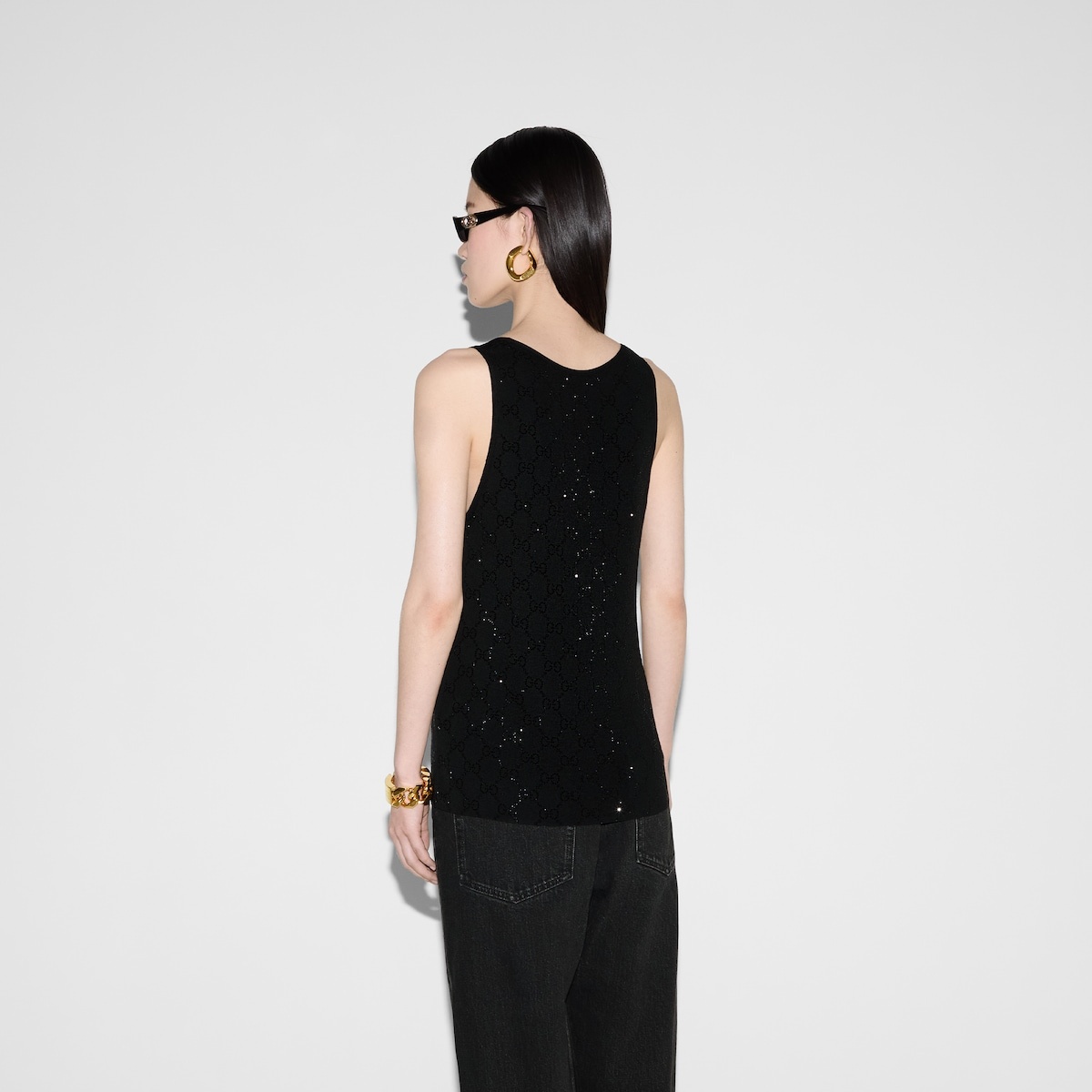 Wool tank top with GG embroidery - 4