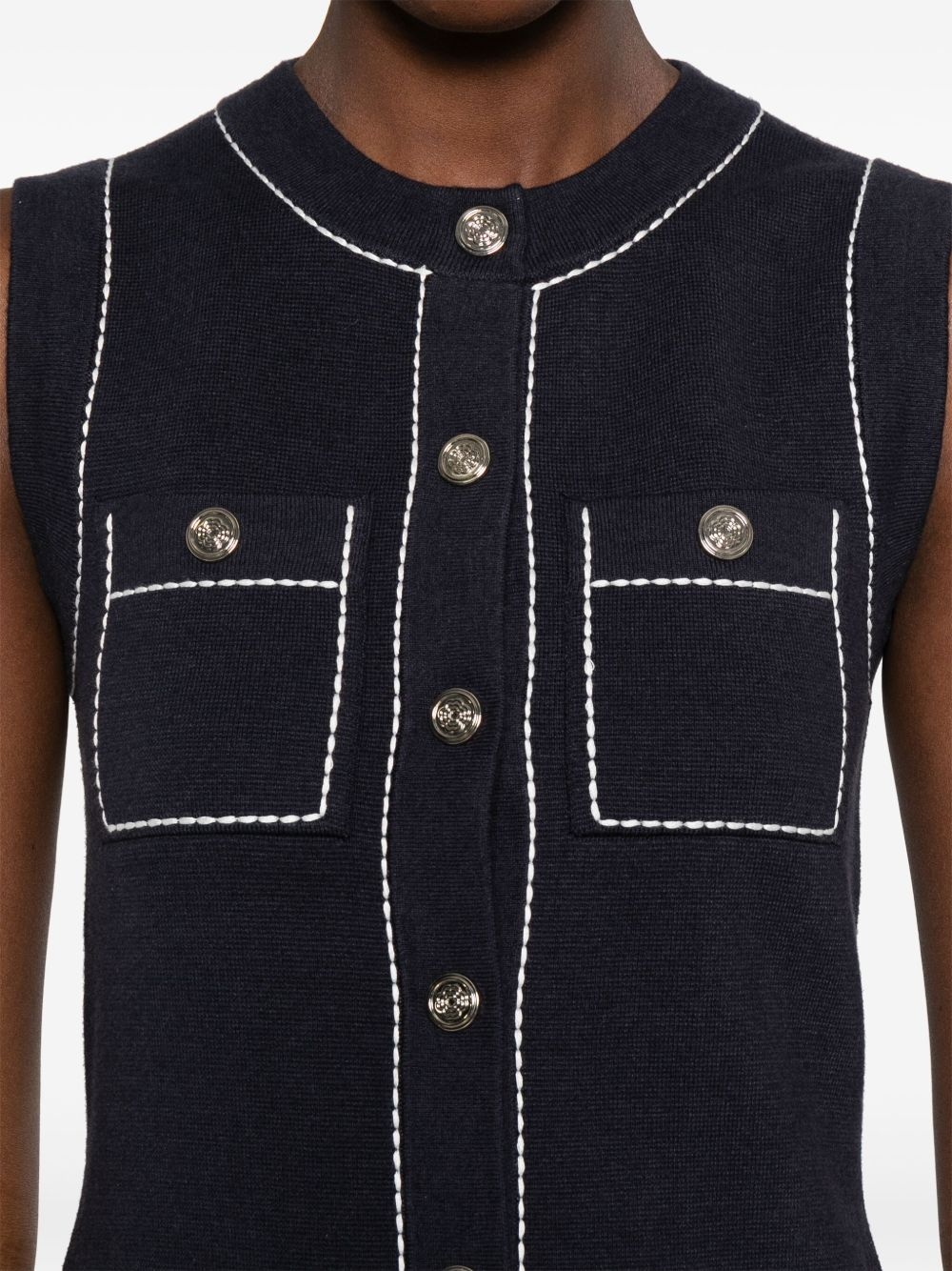 contrast-stitch mini dress - 5