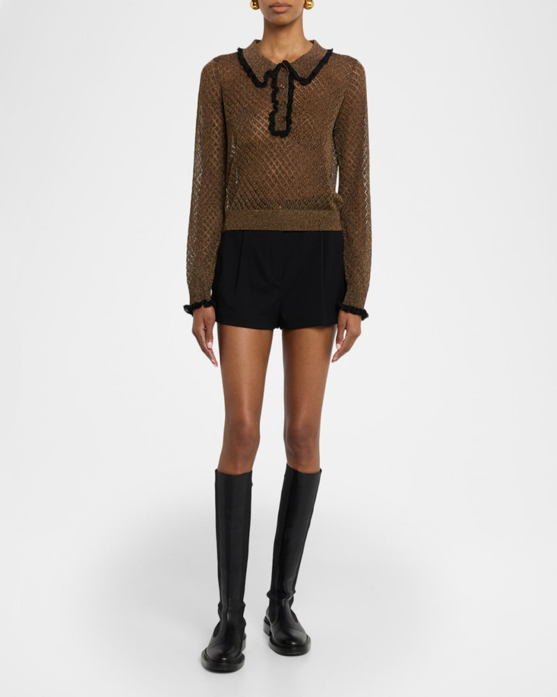 AKNVAS Klara Sparkly Ruffle-Trim Sweater outlook