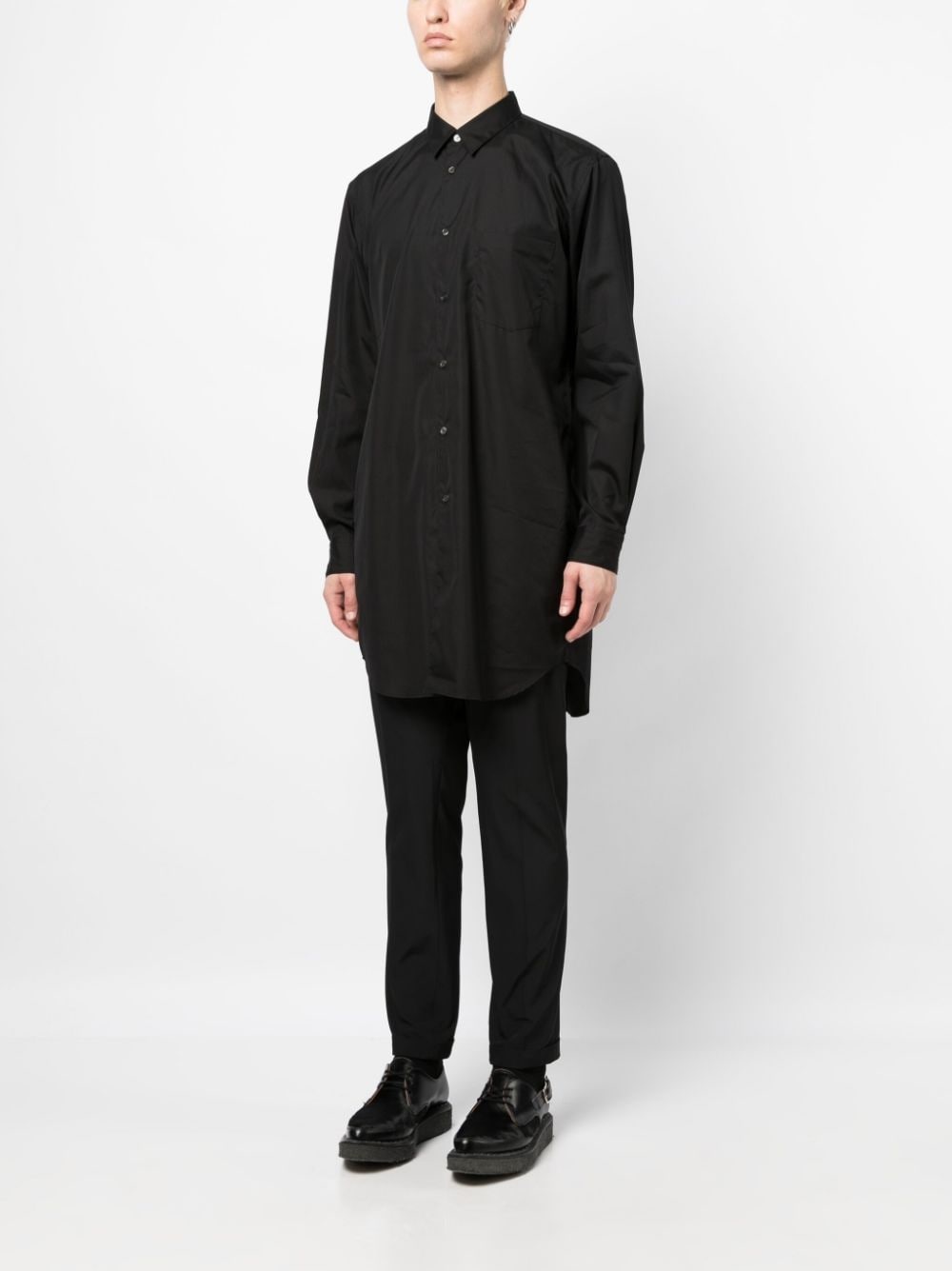 long-line cotton shirt - 3