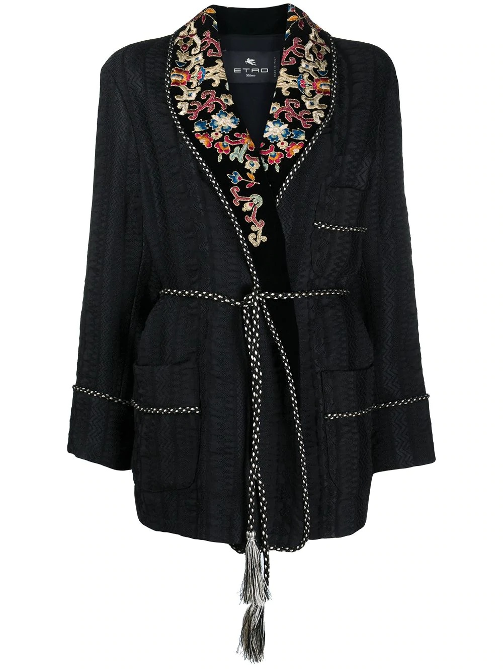 embroidered lapel jacket - 1