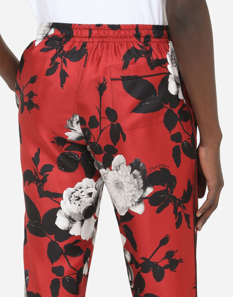 Camellia-print silk pajama pants - 5