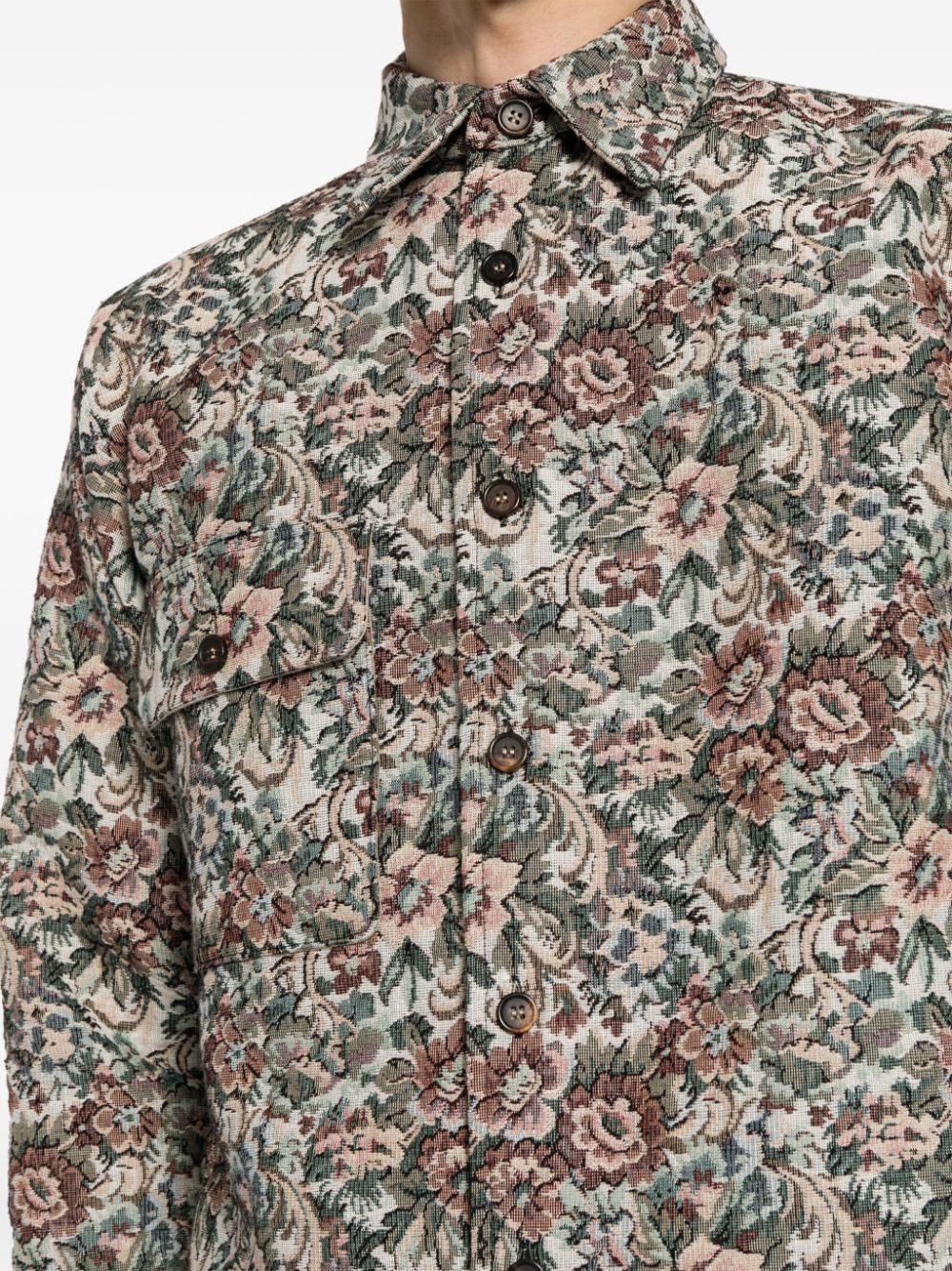 floral-print shirt jacket - 6