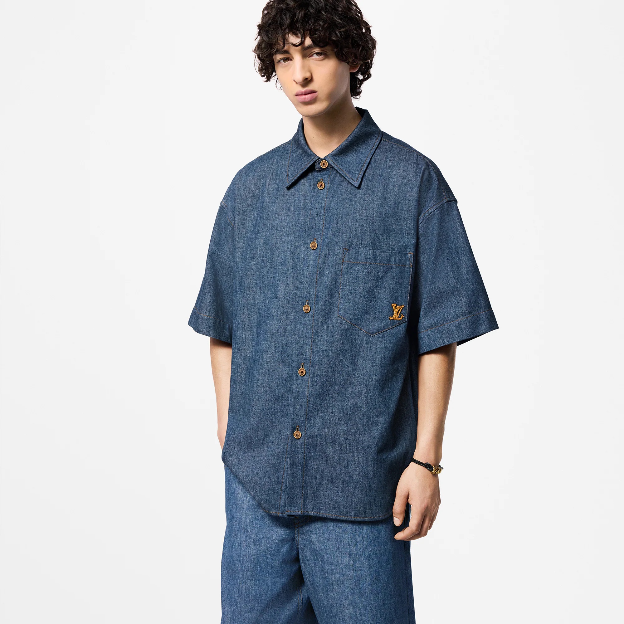 Short-Sleeved Cotton Chambray Shirt - 2