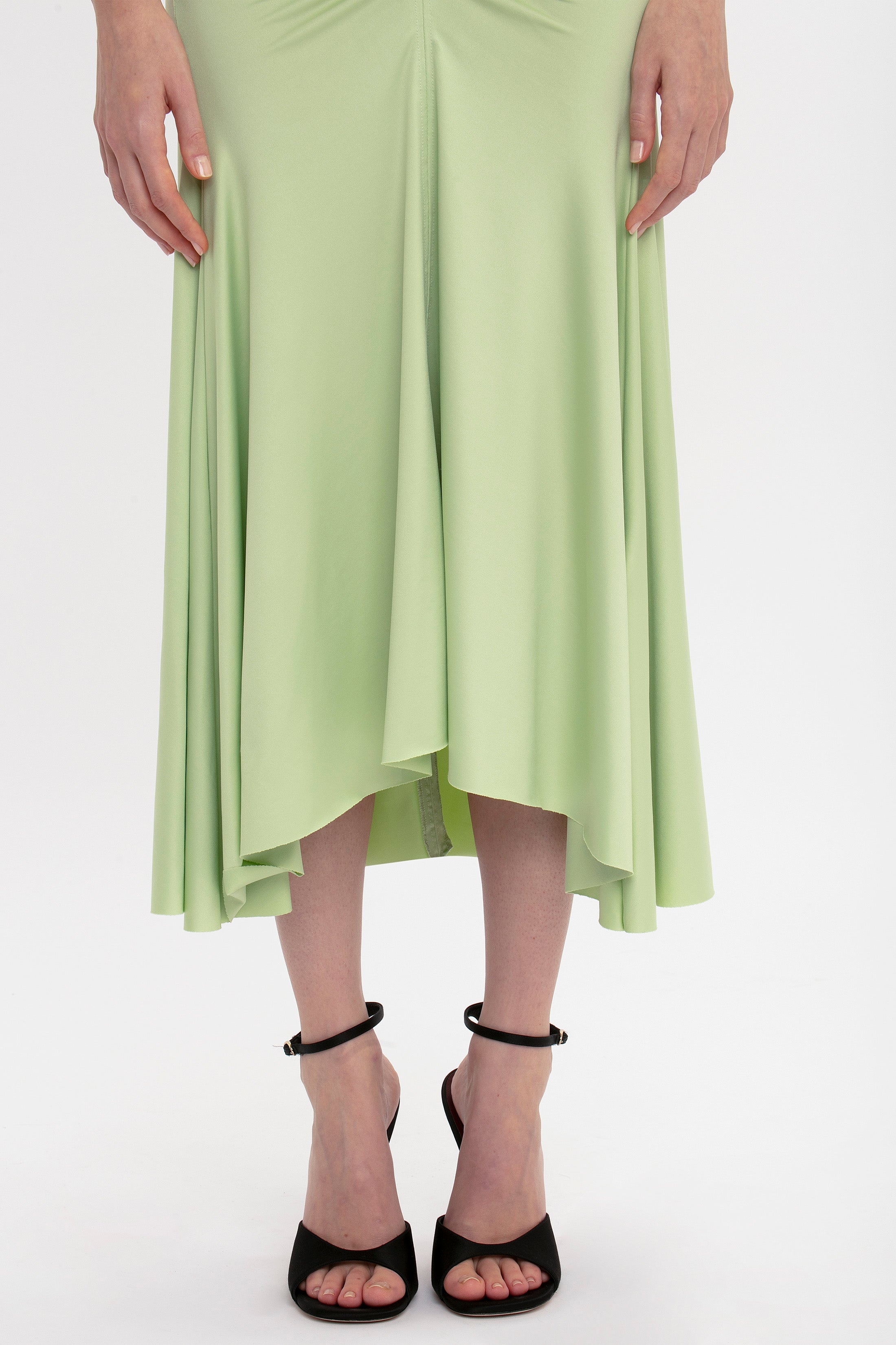Sleeveless Rouched Jersey Dress In Pistachio - 6