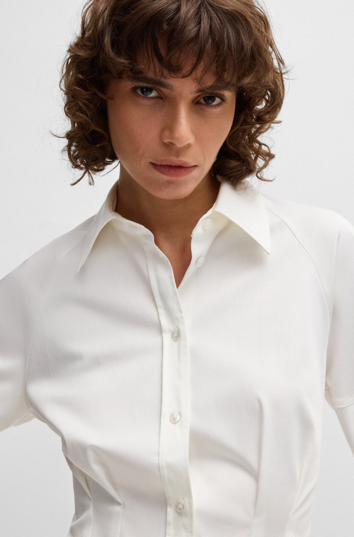 TAILORED BLOUSE IN STRETCH COTTON - 5