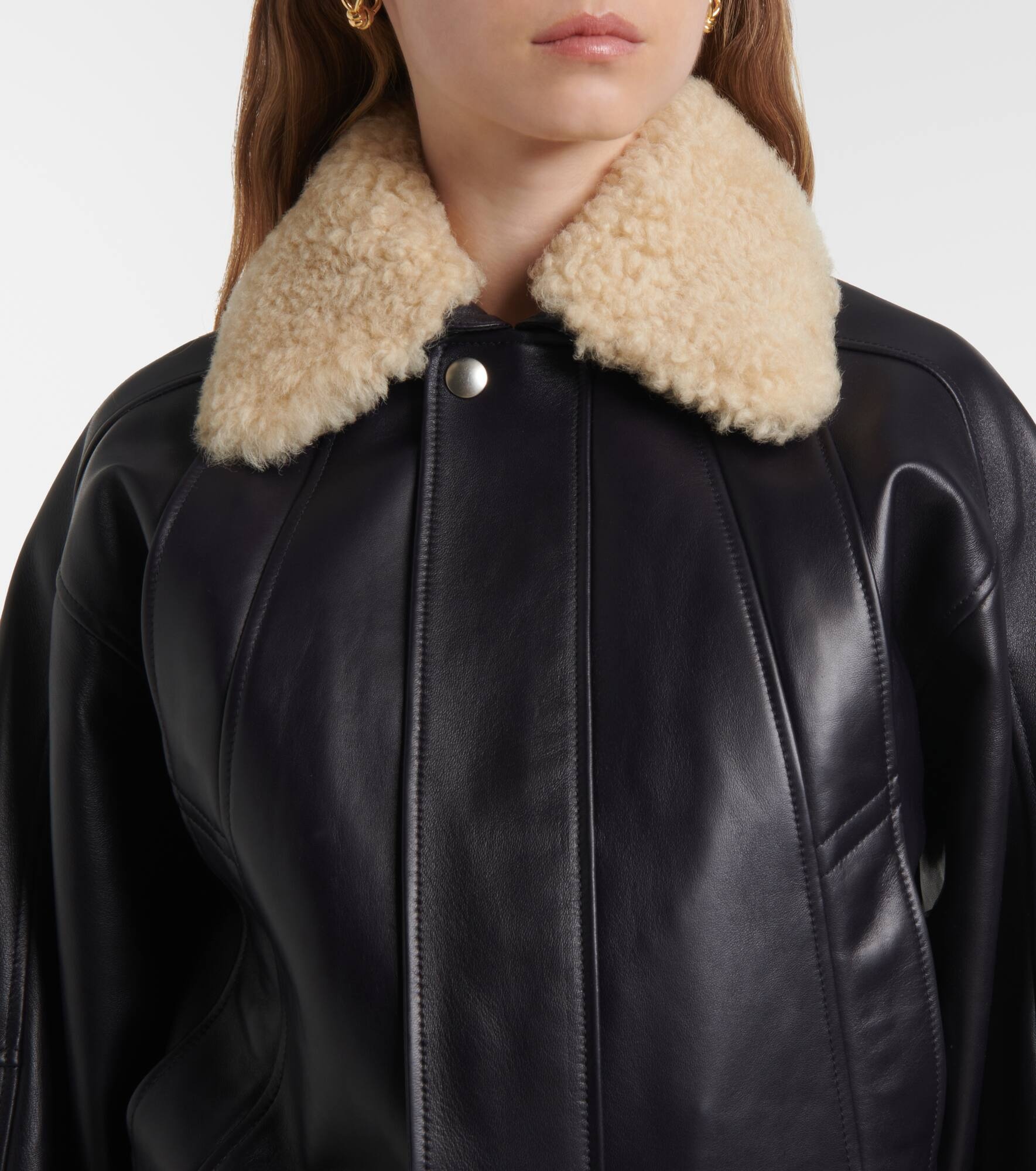 Shearling-trimmed leather blouson - 5