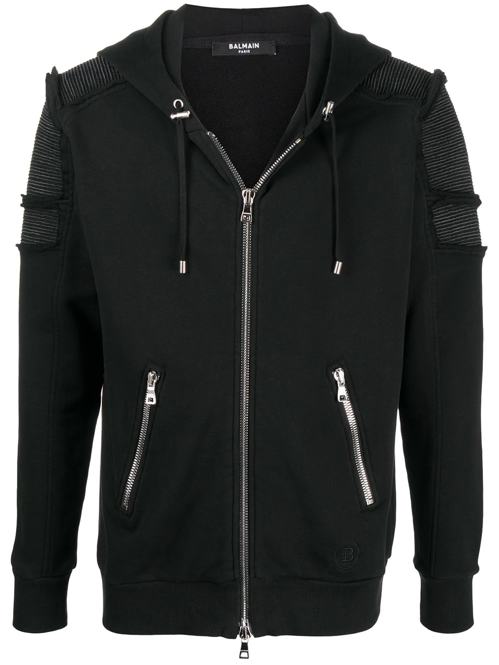 biker hooded zipped jacket - 1