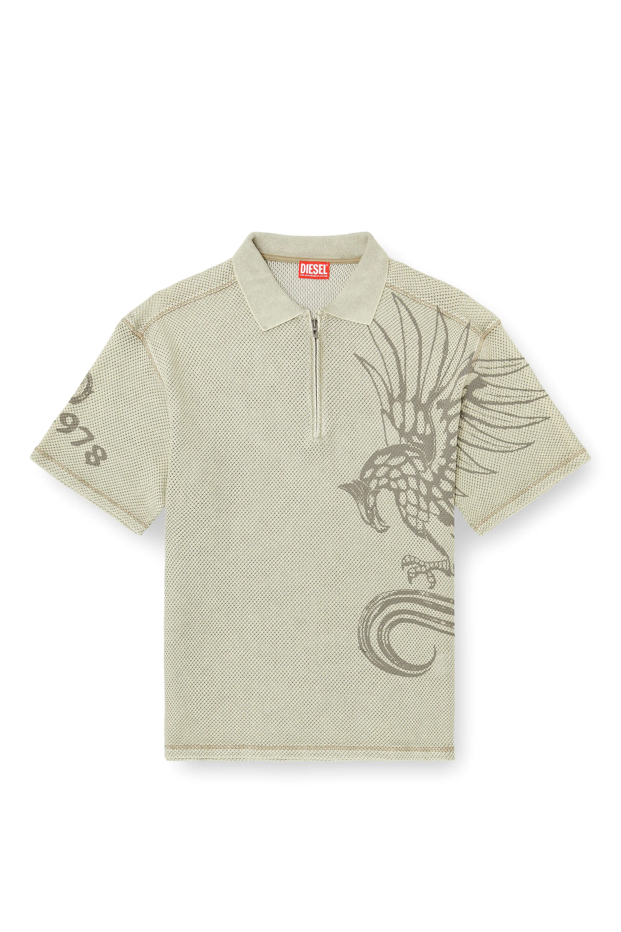 MESH-JACQUARD POLO SHIRT WITH PHOENIX PRINT - 1
