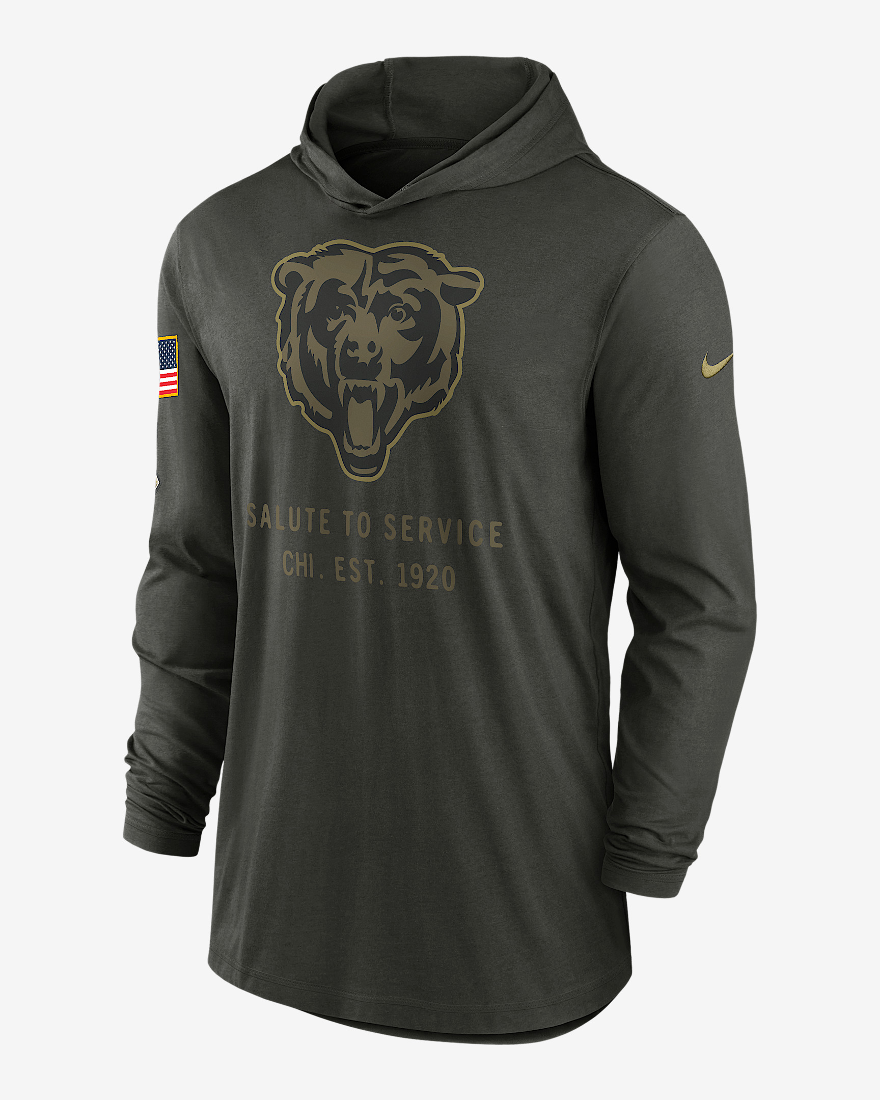 Chicago Bears Salute to Service Sideline Men’s Nike Dri-FIT NFL Long-Sleeve Hooded Top - 1
