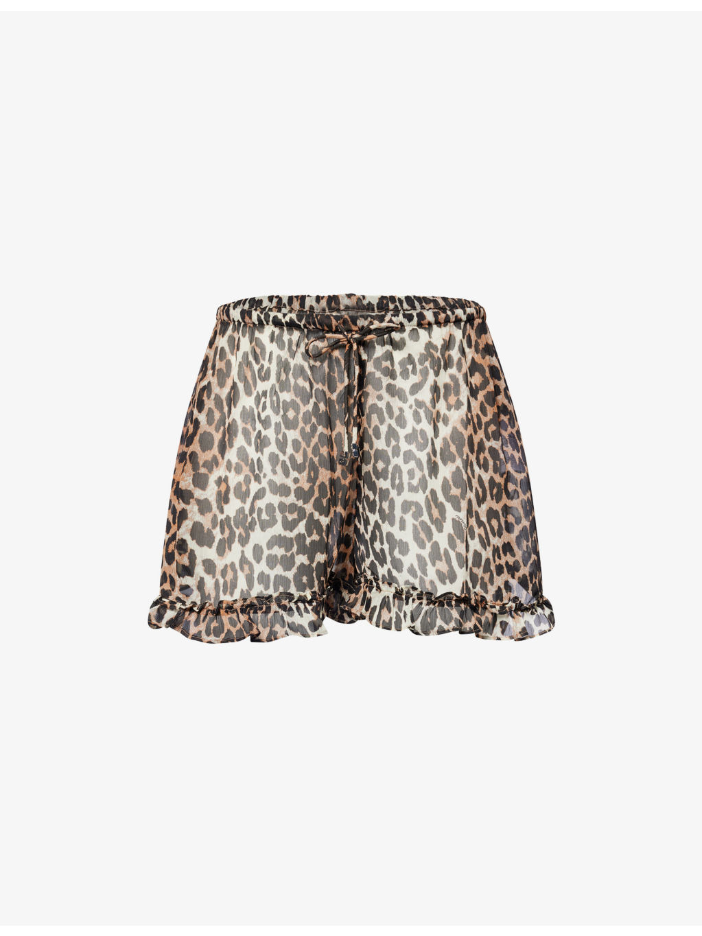 Leopard Ruffled Woven Shorts - 1