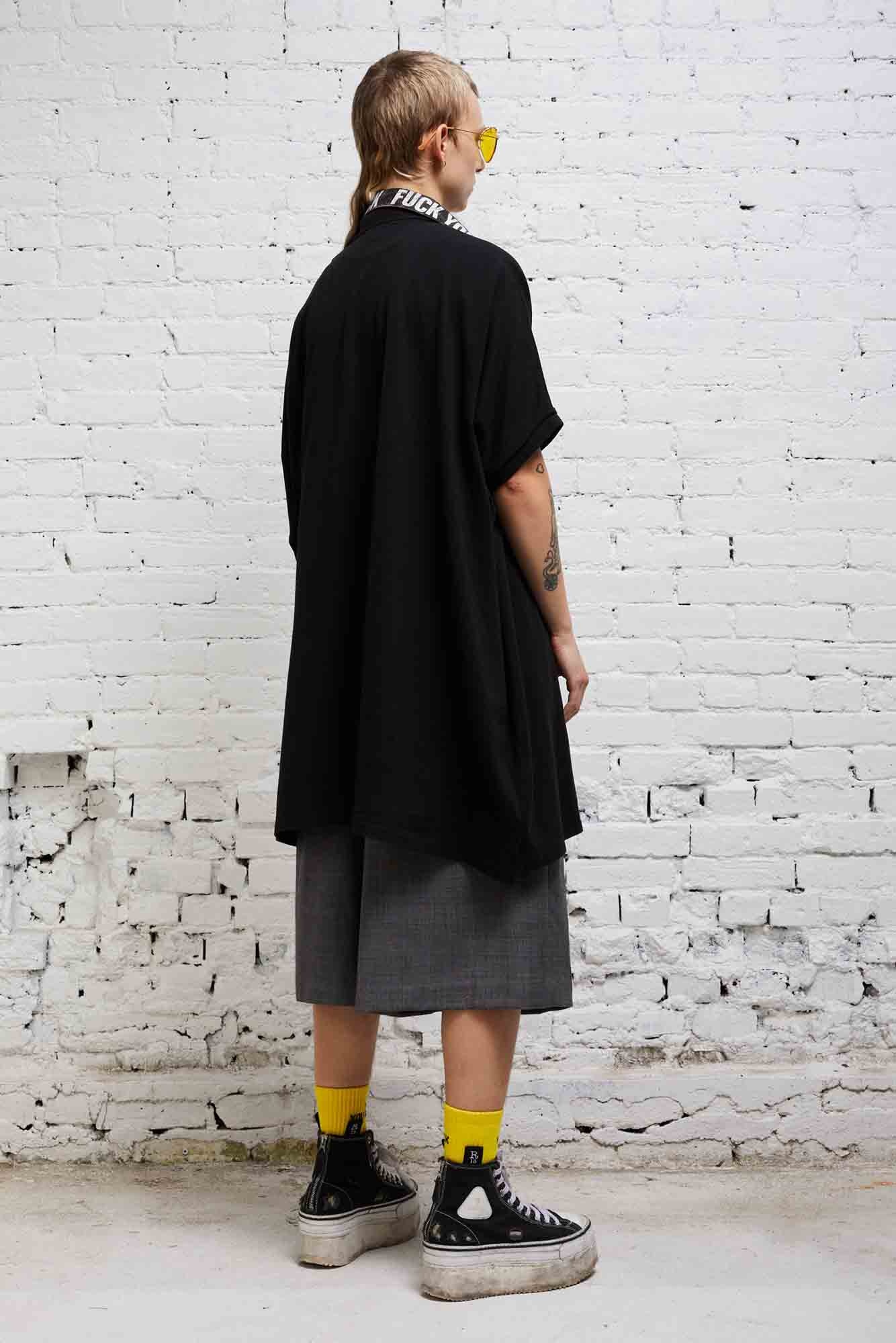 OVERSIZED LOGO POLO SHIRTDRESS - BLACK - 4