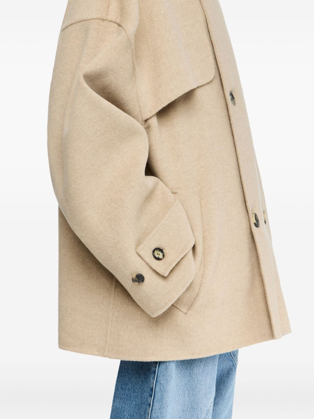 hooded double-breasted coat - 4