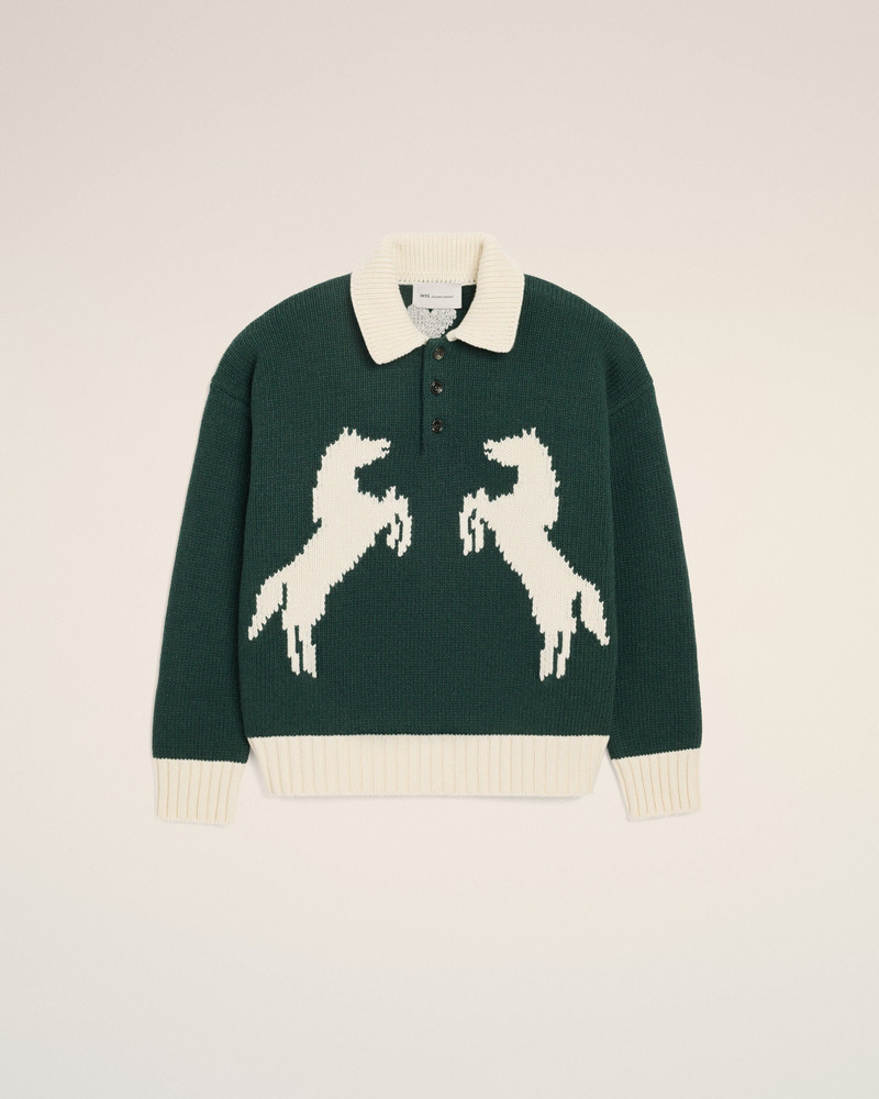 GREEN WOOL POLO 1
