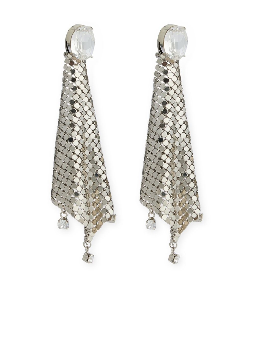 crystal-embellished chainmail drop earrings - 2