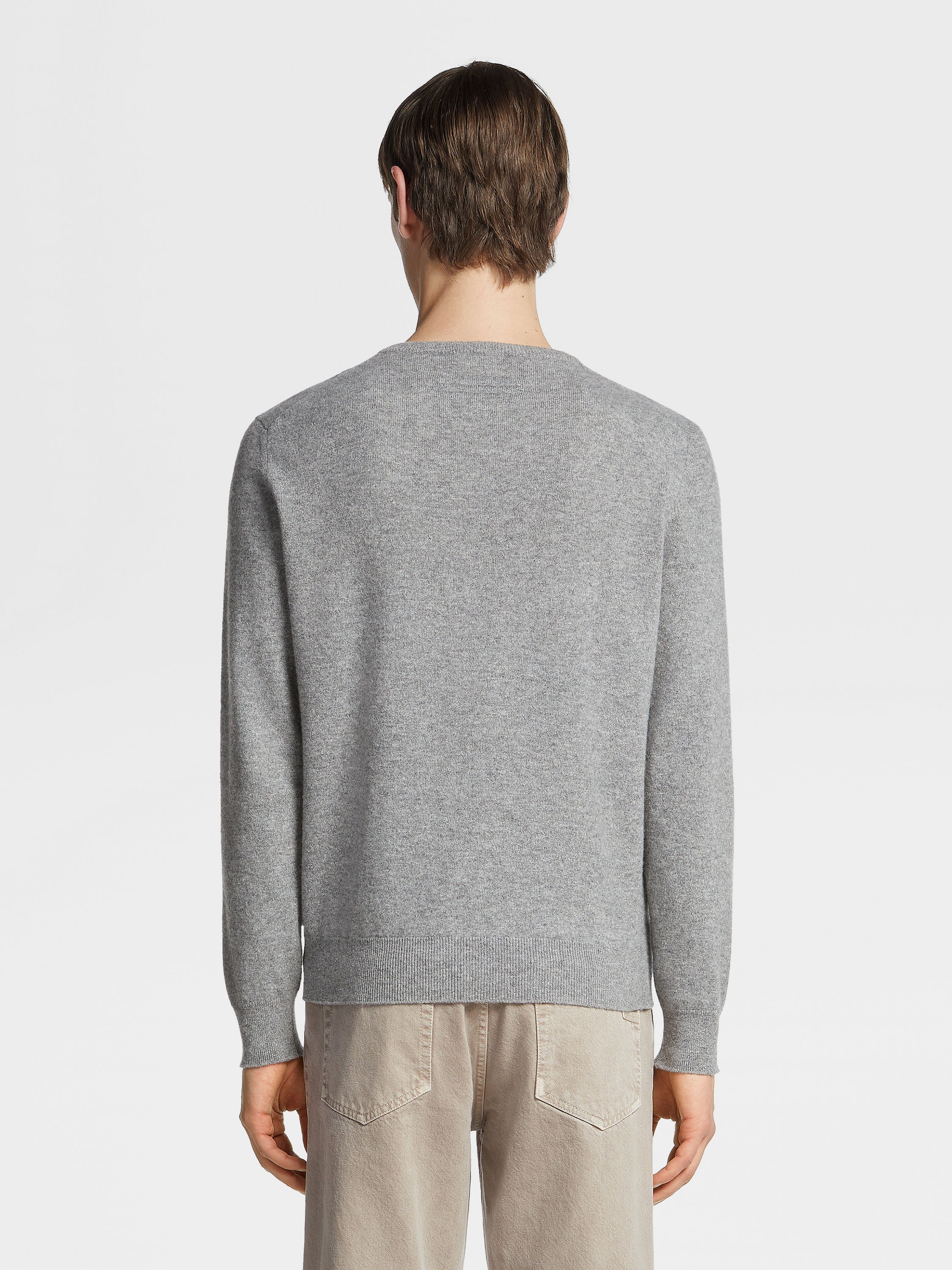 GREY MÉLANGE OASI CASHMERE CREWNECK - 3