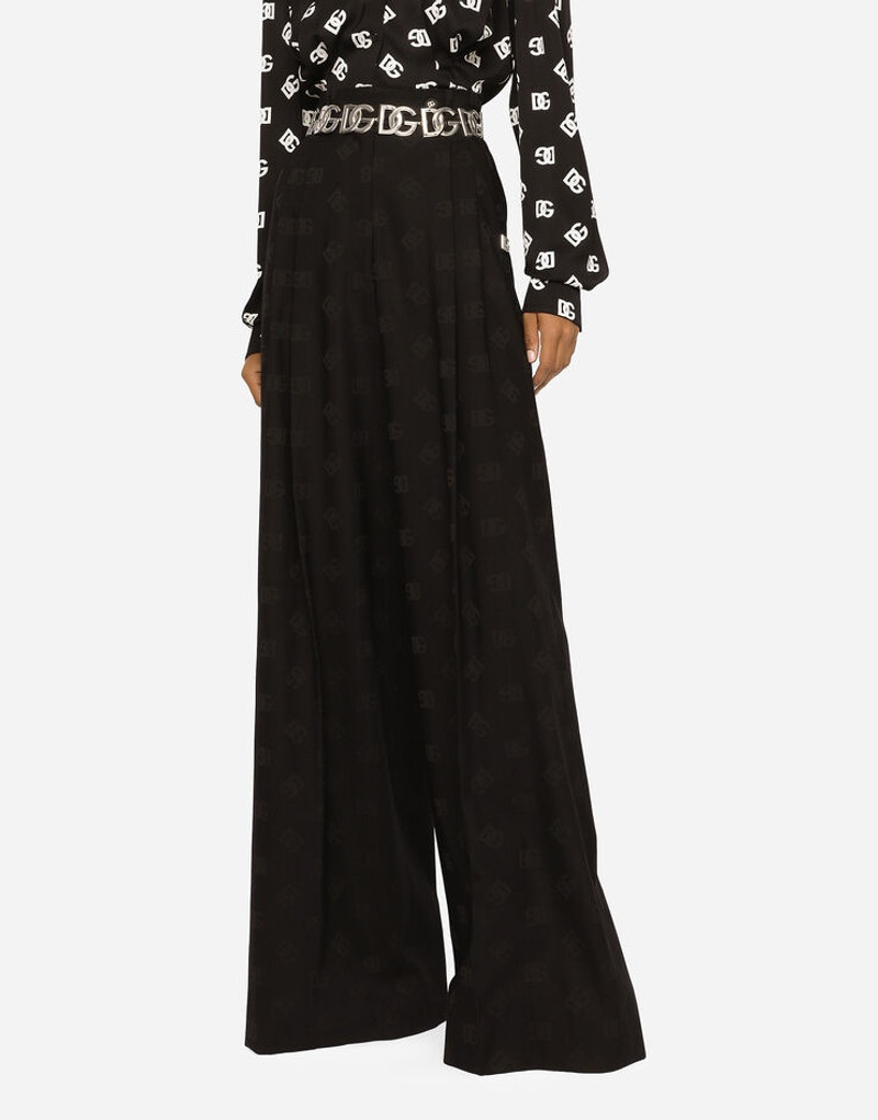 Wool jacquard pants with all-over DG logo 4