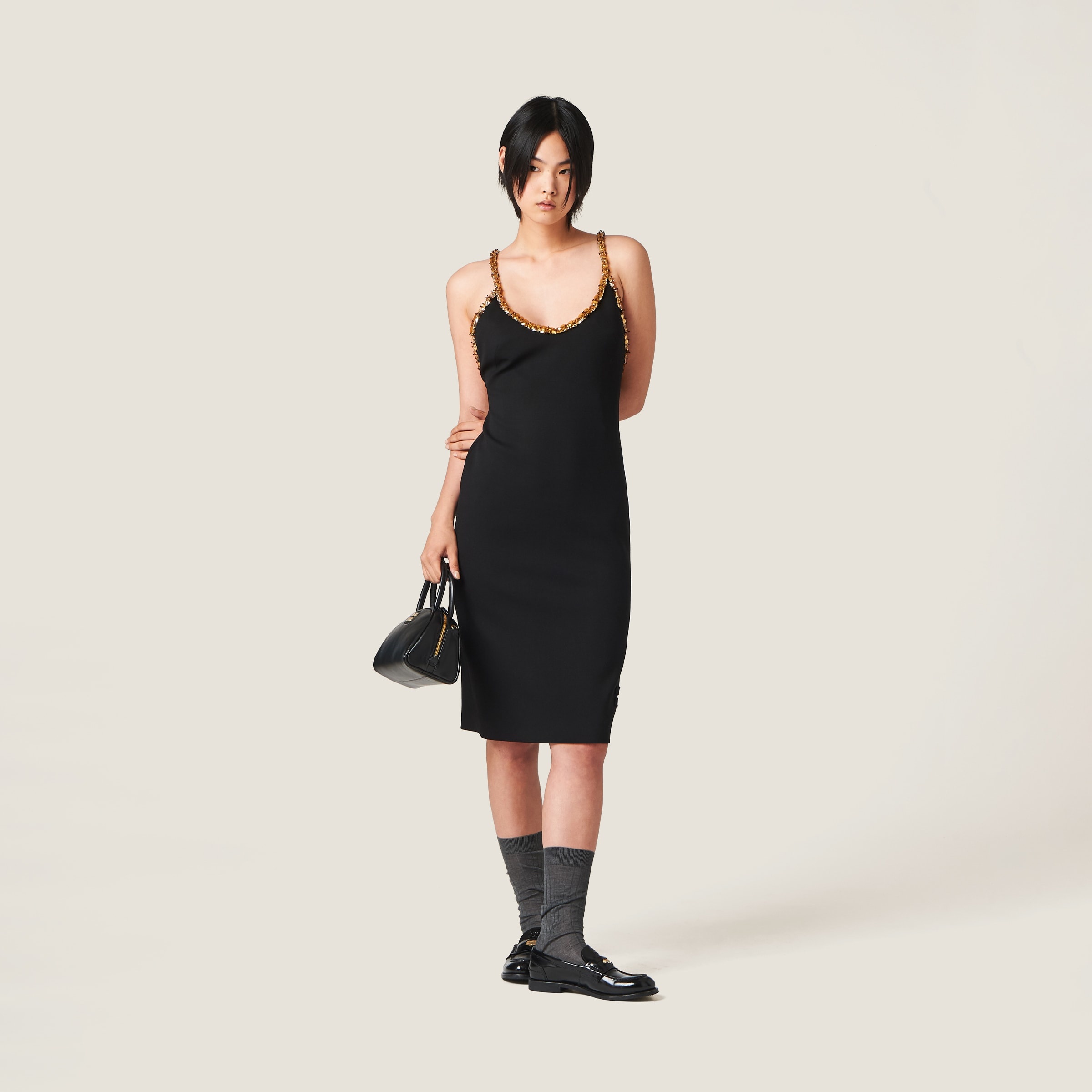 Embroidered grain de poudre dress - 2