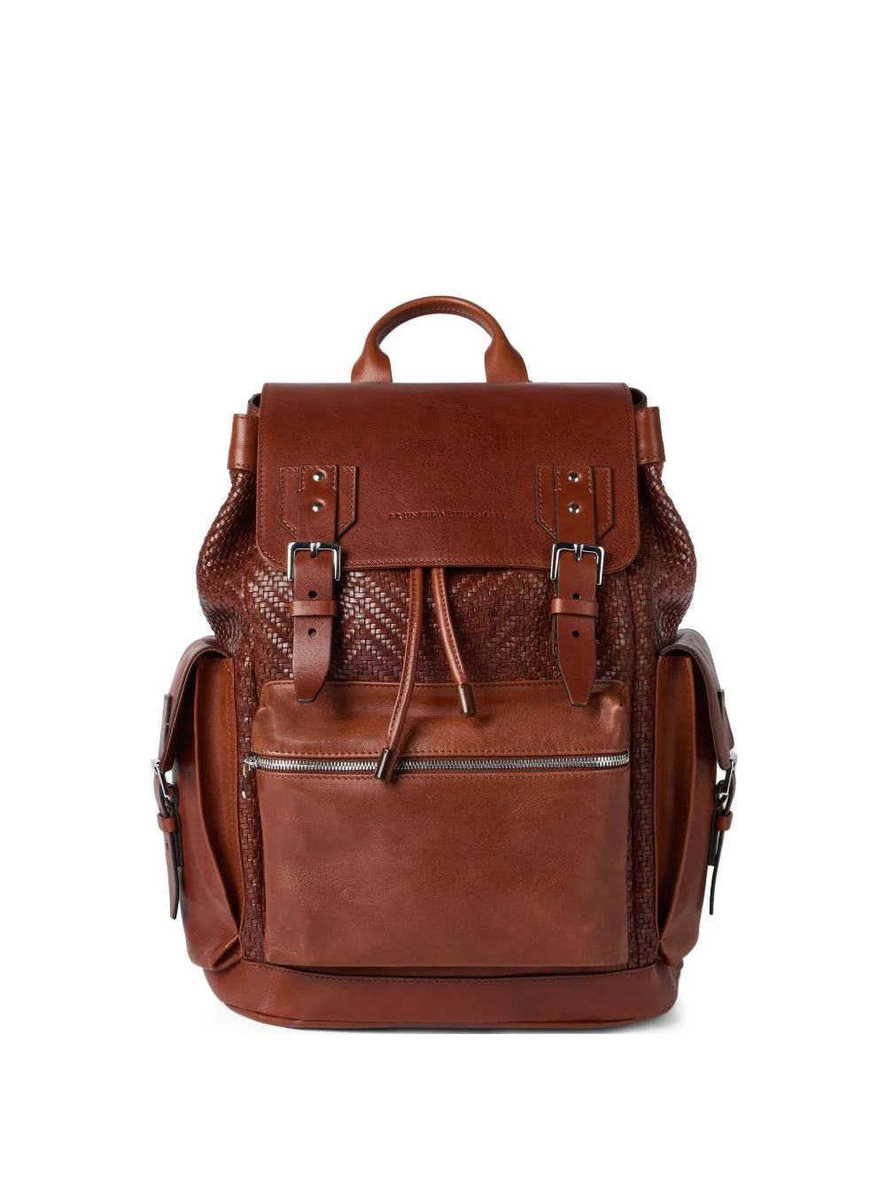 braided-detail leather backpack - 1