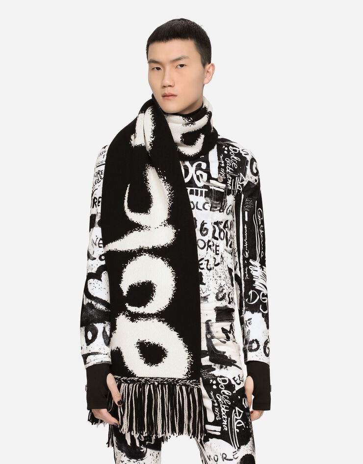 Cashmere jacquard scarf with Dolce&Gabbana logo - 2