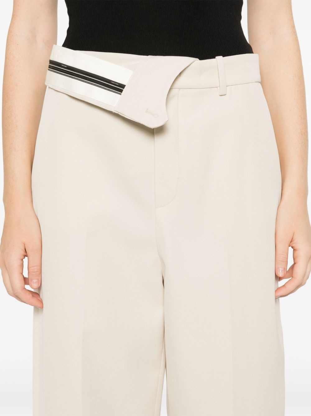 foldover waist gabardine trousers - 5