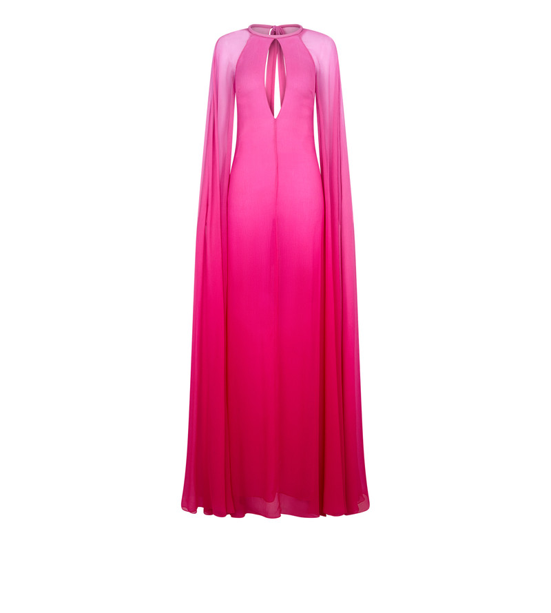 KEYHOLE NECKLINE 및 LONG CAPE SLEEVES와 함께하는 드레스 - 1