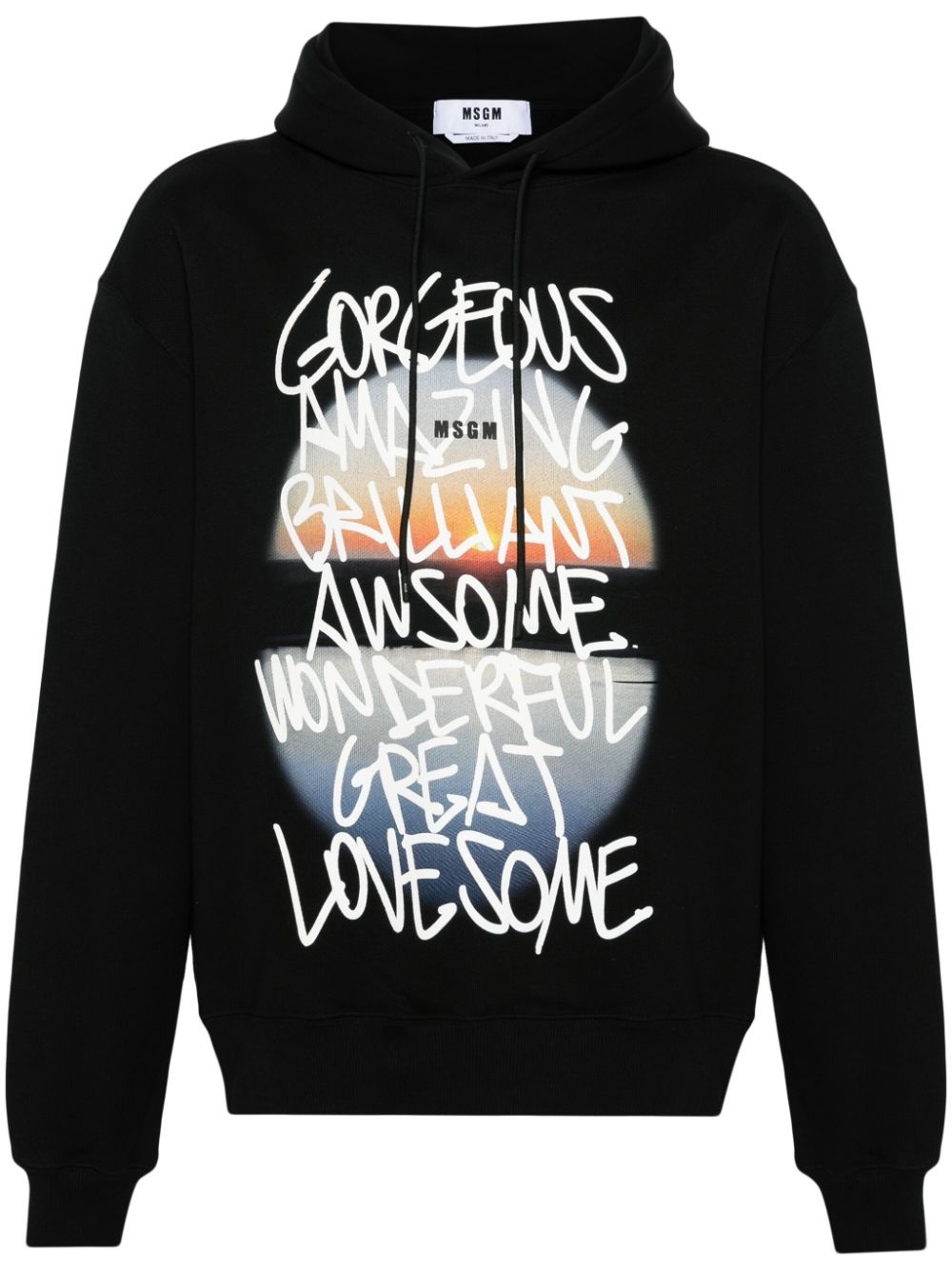 graphic-print cotton hoodie - 1