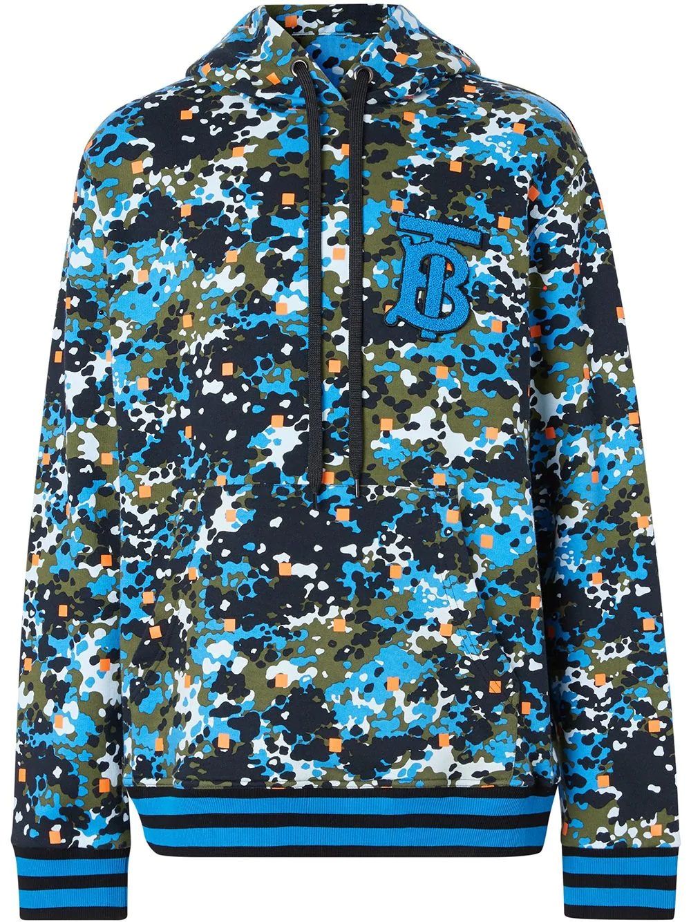 monogram motif camouflage print hoodie - 1