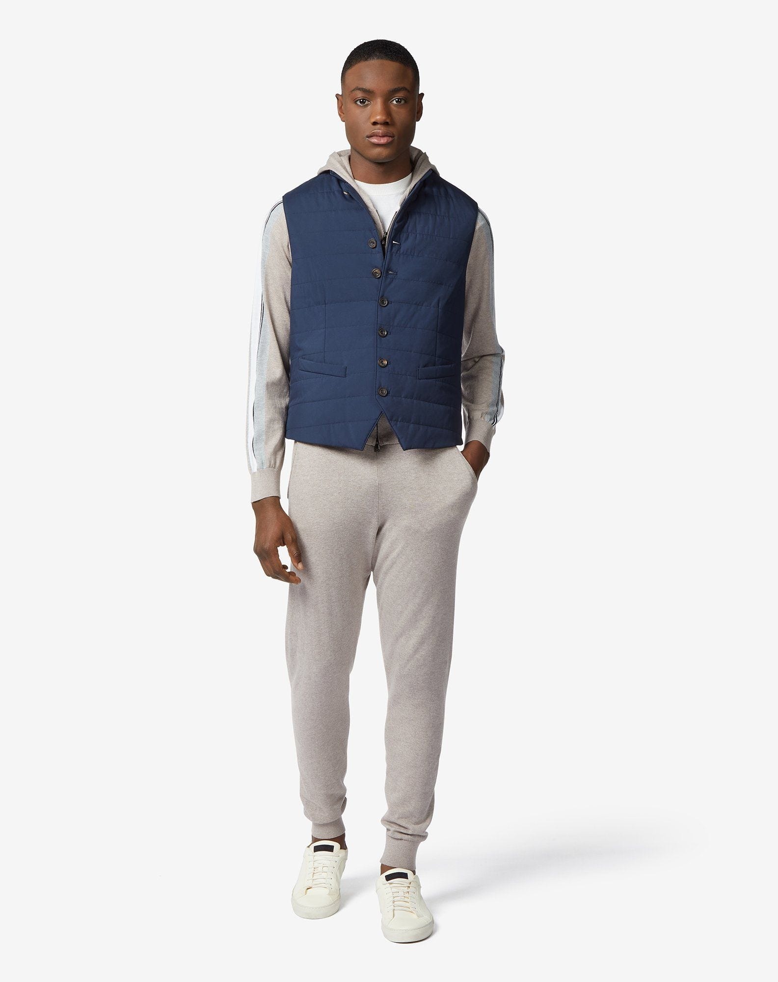 Dark blue padded water-repellent vest - 6
