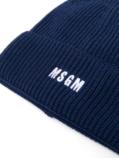 MSGM logo-embroidered ribbed-knit beanie outlook