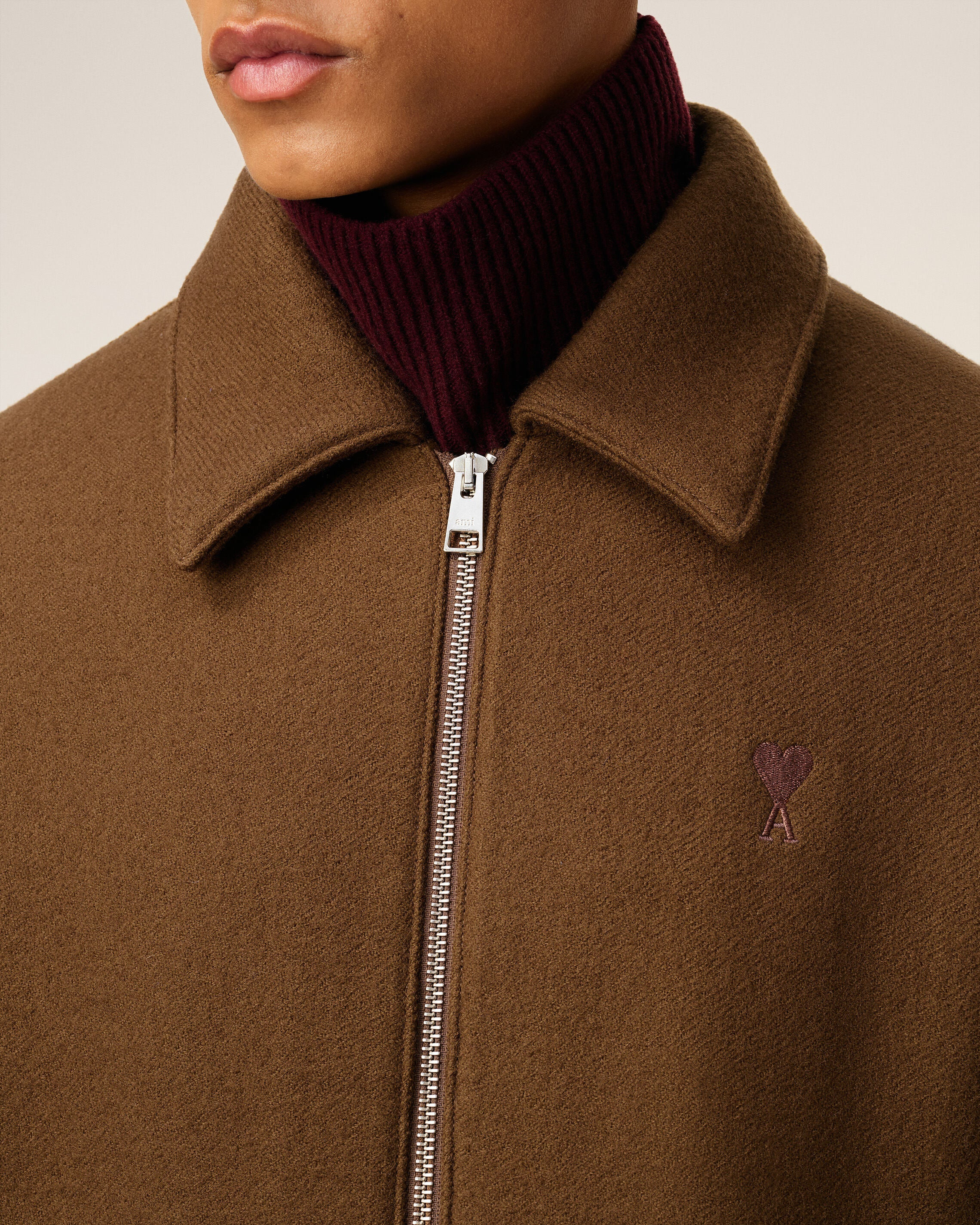 BROWN WOOL AMI DE COEUR ZIPPED JACKET - 4