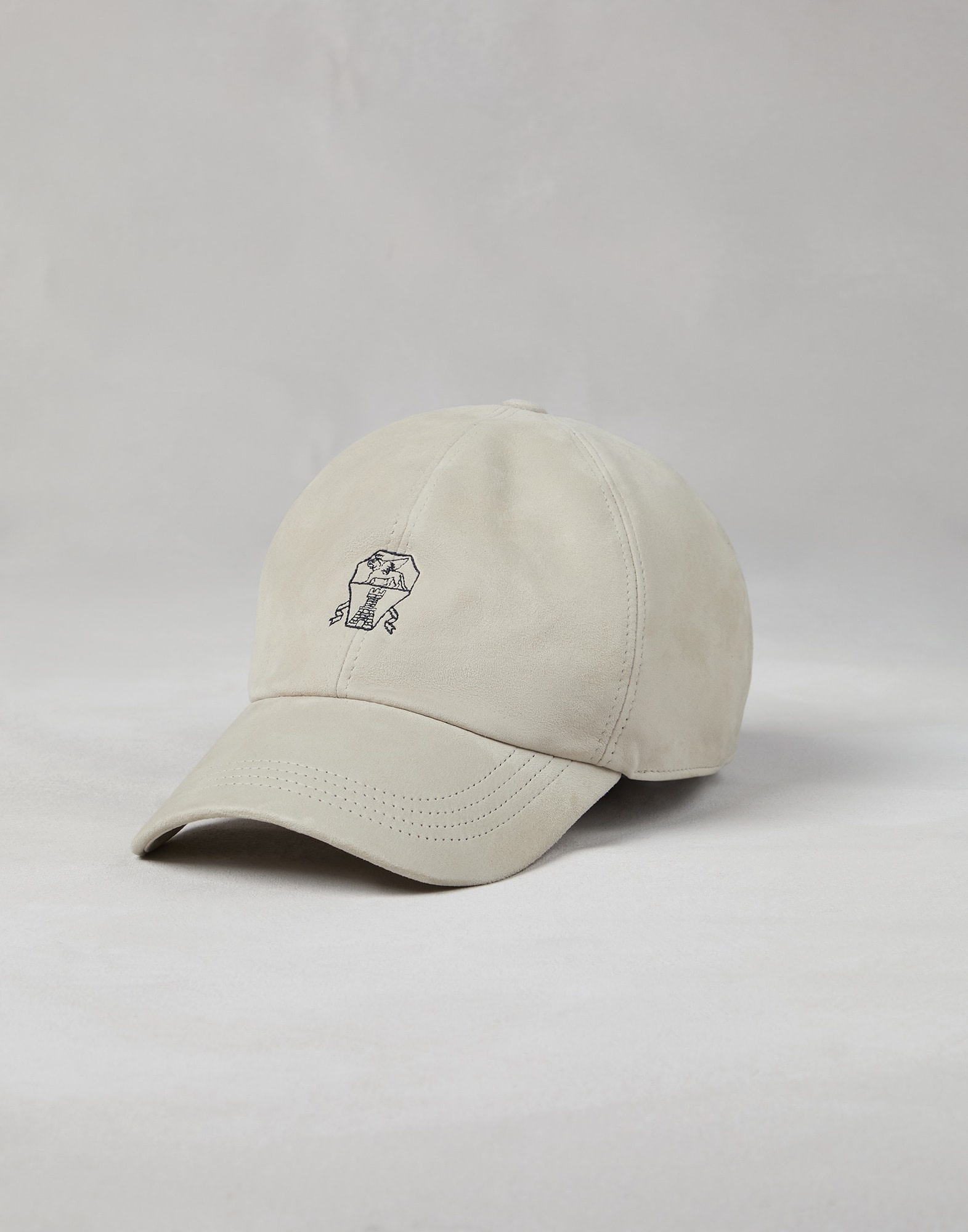 Lightweight suede baseball cap with embroidered logo - 1